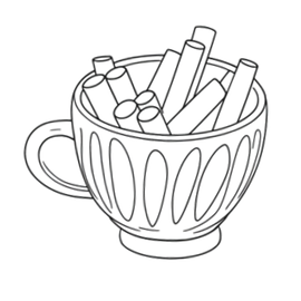Graphic of teacup with art supplies. Creative Cafe is one of the great things to do in new bern